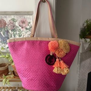 Juicy Couture straw pink shoulder bag tote